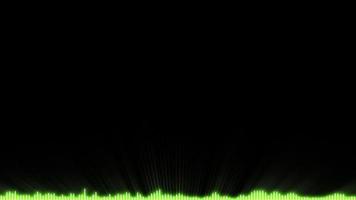 Animation of waveform with visualization of audio wave with colorful on black background. Seamless looping. Video animated background.