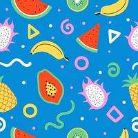 Tropical Fruit Hand drawn Seamless Pattern vector