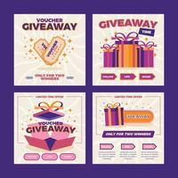 Giveaway Social Media Template with Gift Box and Voucher Concept vector