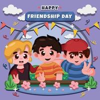 Happy Friendship Day with Three Cute Boys Concept vector