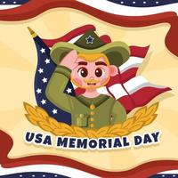 Veteran Soldier Saluting on Memorial Day USA vector