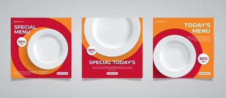 templates for social media food posts with plate illustration