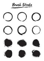 Brush stroke bundles. Vector brush set. Round brush frame.Splatters design elements. Ink-painted shape