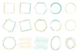 abstract frame with soft color combination paint brush, blank background, and soft color watercolor background vector