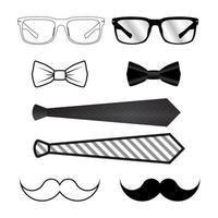 Elements men's accessories, ties, glasses and a mustache can be used for Father's Day