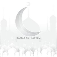 ramadan kareem diseño islámico saludo fondo gris con luna y mezquita vector