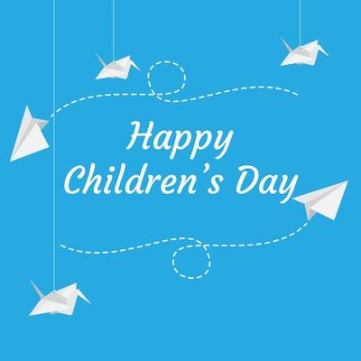 Happy children's day simple with origami embellishments