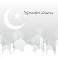 Islamic background gradation of gray white color with mosque and moon vector