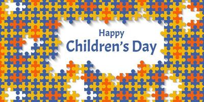 Abstract background of colorful puzzle shapes for happy children's day vector