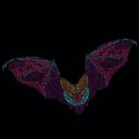 bat line pop art potrait logo diseño colorido con fondo oscuro vector