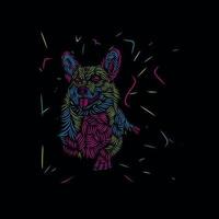 dog siberian husky pet line pop art potrait colorful logo design with dark background