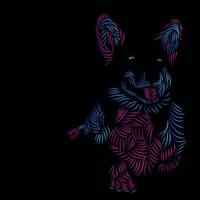 dog siberian husky pet line pop art potrait colorful logo design with dark background vector