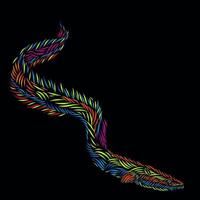 eel line pop art potrait logo diseño colorido con fondo oscuro vector