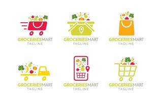 Groceries Cartoon Logo Concept vector