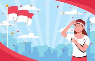 Indonesian Indepedence Day Cartoon Background Concept vector