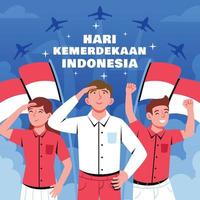 Hari Kemederdekaan Indonesia Cartoon Concept vector