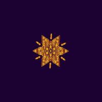 luxury line art mandala golden design background inlaid in purple background vector