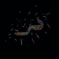 eel line pop art potrait logo colorful design with dark background vector