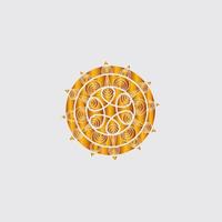 luxury golden mandala design background inlaid in white background vector