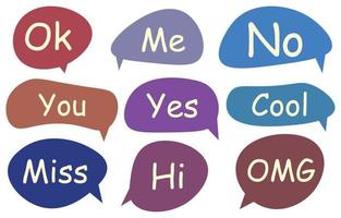 Set speech bubbles and letter on white background. chat box or chat vector square message or communication icon Cloud speaking for comics and minimal message dialog