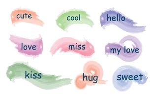 Set of watercolor speech bubbles on a white background. vector hand painted chat message or communication icon Cloud speaks for comics and minimal dialog. valentine and couple concept