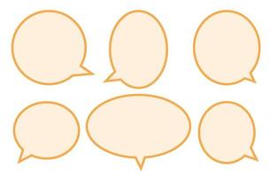 minimal orange empty speech bubbles set,outline on a white background, vector speaking or talk bubble, Doodle style