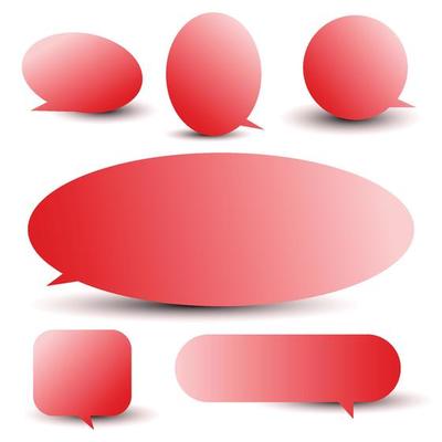 red speech bubble vector, paper cut style with shading, 3d speaking or talk bubble, isolated on white background.