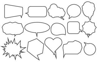 establecer burbujas de voz de varias formas sobre fondo blanco. cuadro de chat o mensaje de garabato de vector de chat o nube de icono de comunicación que habla de cómics y diálogo de mensajes de cómics