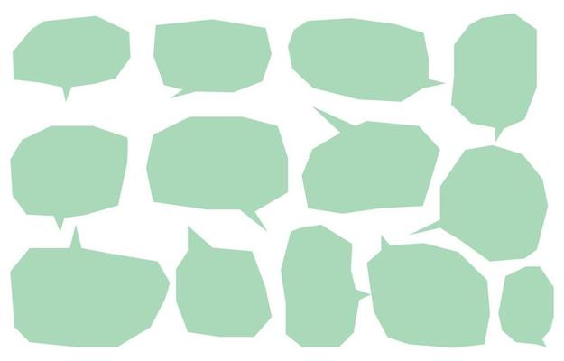 Set green speech bubbles on a white background, vector speaking or talk bubble , icon text or communication,comic doddle frame