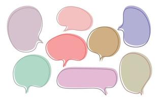 minimal pastel empty speech bubbles set, black outline on a white background, vector speaking or talk bubble, Doodle style