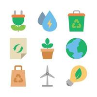 Eco Green Technology Flat Icon Collection vector