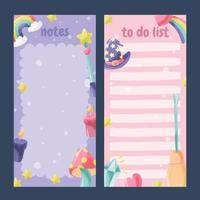Journal Planner With Cute Magical Fantasy Doodle Element vector