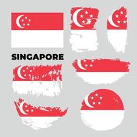 Flag of Singapore in Real Proportion with Switchable Wavelike Gradient. Vector illustration