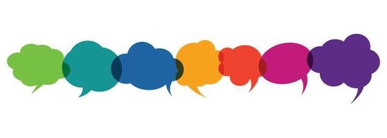 Colourful speech bubble communication icon concept. Vector illustration design for speak, discussion, chat and talking symbol
