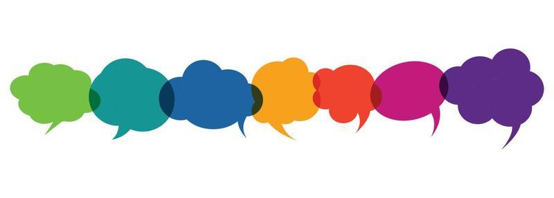 Colourful speech bubble communication icon concept. Vector illustration design for speak, discussion, chat and talking symbol