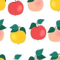 Ripe ruddy apples seamless pattern. Vector illustration. Fruit print.