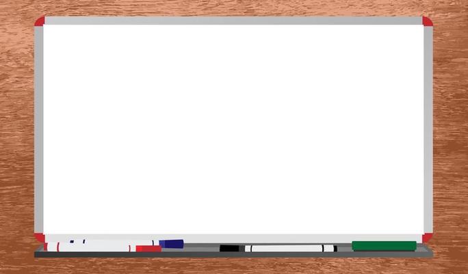 Flat design whiteboard vector in wooden cabinet background