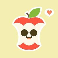 bitten apple characters design illustrations. Fruits Characters Collection  Vector illustration of a funny and smiling apple character.