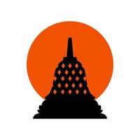 Historic building in the city of Yogyakarta, Borobudur temple. Simple icon design cartoon for vacation travel tourist attractions Borobudur Temple landmark Architecture Landmarks Skyline, Cityscape, vector