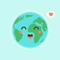 emoji lindo y divertido de la tierra del mundo que muestra emociones de personajes coloridos ilustraciones vectoriales. la tierra, salvar el planeta, ahorrar energía, el concepto del día de la tierra vector