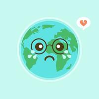 emoji lindo y divertido de la tierra del mundo que muestra emociones de personajes coloridos ilustraciones vectoriales. la tierra, salvar el planeta, ahorrar energía, el concepto del día de la tierra vector