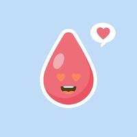 lindo personaje de gota de sangre sonriente feliz. diseño de icono de ilustración de dibujos animados de estilo plano de moda moderno vectorial. aislado sobre fondo de color. vector