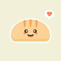 lindas rebanadas de pan de dibujos animados con caras kawaii. puede usar este emoji para menú en restaurante o cafetería, panadería, pastelería, tienda, restaurante, vector