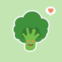 vector funny cartoon cute green smiling broccoli character isolated on color background. vegetable broccoli. Fresh green Vegetable, Vegetarian, vegan Healthy organic food.