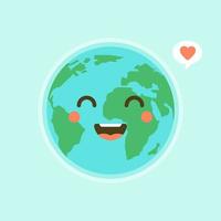 emoji lindo y divertido de la tierra del mundo que muestra emociones de personajes coloridos ilustraciones vectoriales. la tierra, salvar el planeta, ahorrar energía, el concepto del día de la tierra