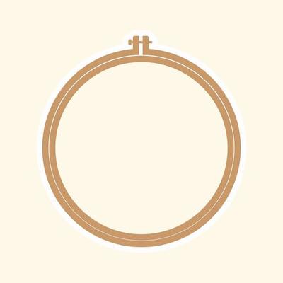 Brown wooden hoop for embroidery. Cross Stitch Hoop Icon, Frame Hoop For Needle Work, Embroidery Hoop Vector Art Illustration