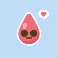 Cute happy smiling blood drop character. Vector modern trendy flat style cartoon illustration icon design. Isolated on color background.