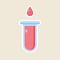 Red blood drop, icon in flat design. Vector illustration. The concept of donating blood