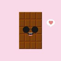 lindos y divertidos personajes de barra de chocolate que muestran varias emociones, ilustración vectorial de dibujos animados aislada en el fondo de color. personajes de barra de chocolate kawaii, mascotas, emoticonos y emoji para web vector