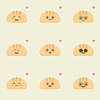 Cute cartoon slices of bread with kawaii faces. You can use this emoji for, menu in restaurant or cafe, bakery, pastry, shop, restaurant,
